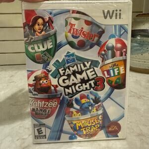 New Sealed Hasbro Family Game Night 3 (Nintendo Wii, 2010) CIB Complete In Box